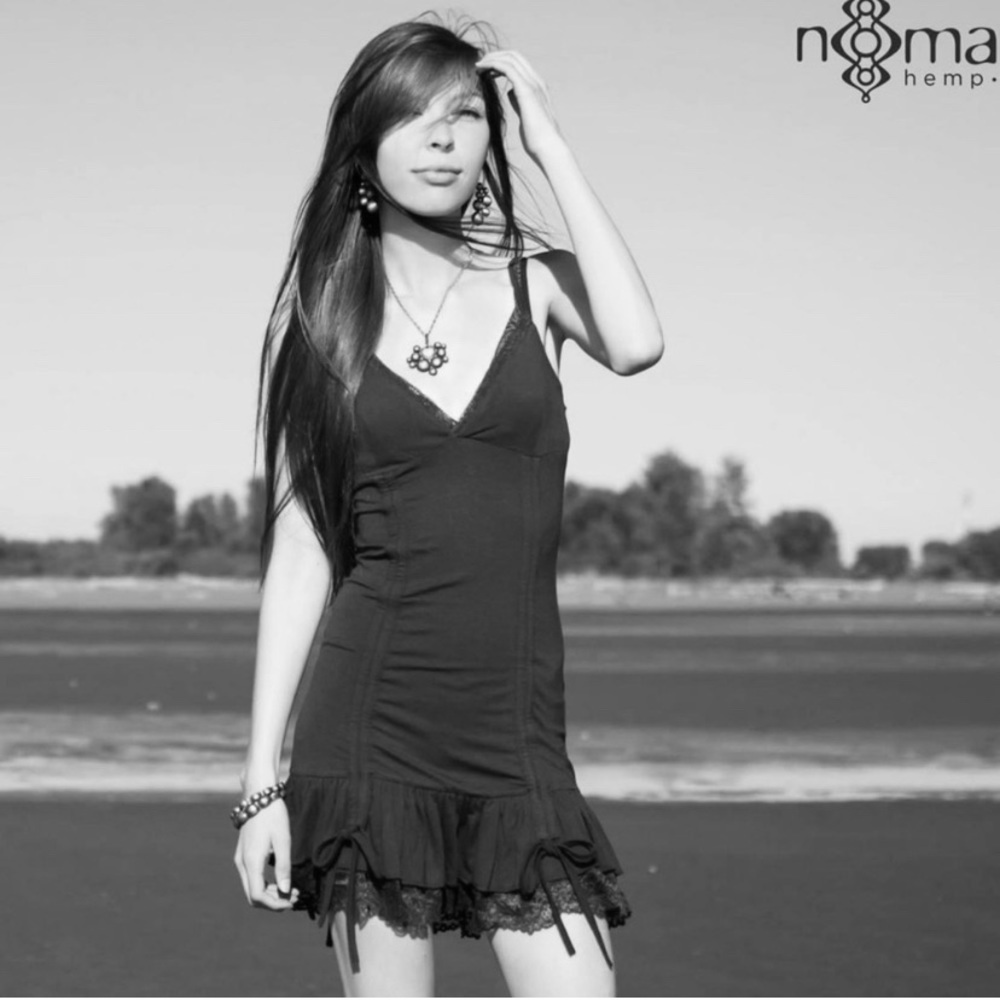 Nomads Hempwear Isis Dress Lace Ruched M